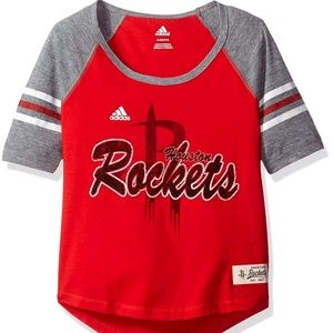 NBA Girls 7-16 Houston Rockets Hi Low Raglan Tee